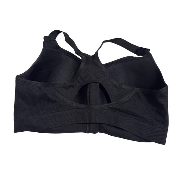 Front-Zip Black Sports Bra PINK Adjustable Straps Racerback Wireless Support XL - Picture 7 of 8